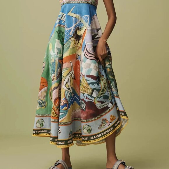 ALÉMAIS Lucky Pace Shirred Linen Midi Sun Dress by Anthropologie - Picture 6 of 8